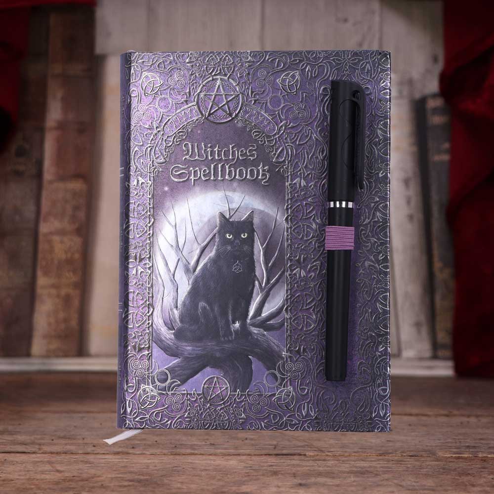 LUNA LAKOTA - OFFICIALLY LICENSED - BLACK CAT - EMBOSSED WITCHES SPELL BOOK & PEN