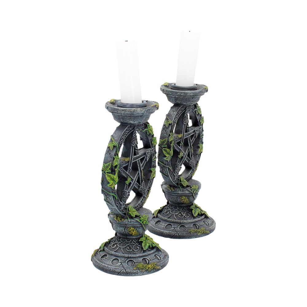 CANDLESTICKS - WICCAN - PENTAGRAM CANDLE HOLDERS - SET OF TWO
