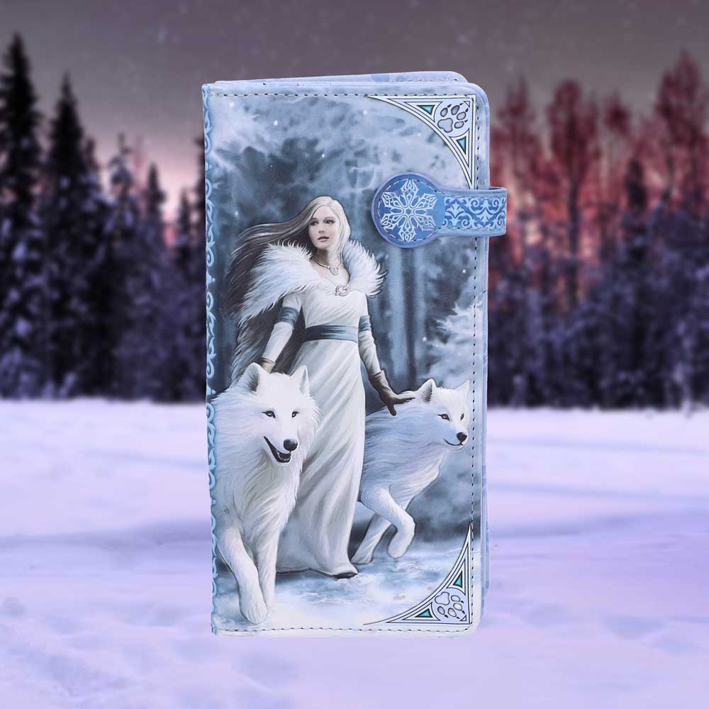 ANNE STOKES - OFFICIALLY LICENSED - WINTER GUARDIANS - WOLF - EMBOSSED PURSE - 18.5cm
