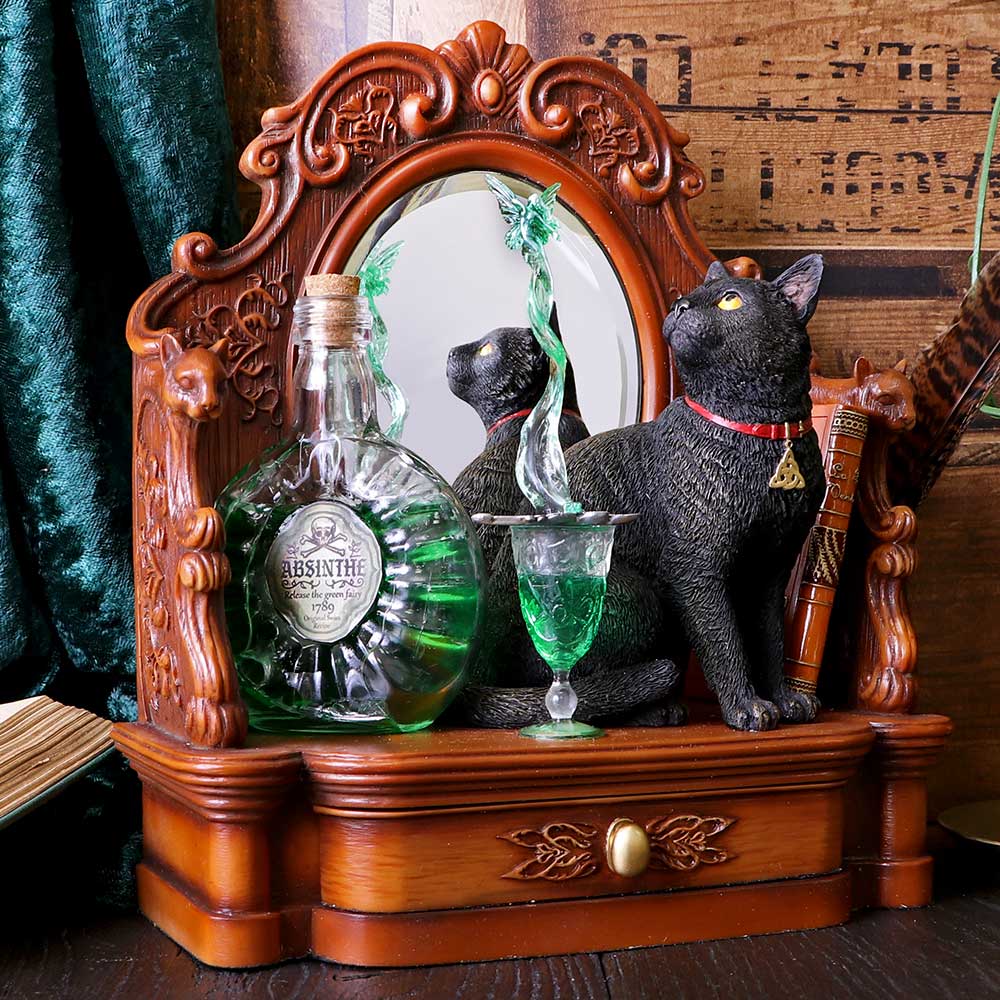 LISA PARKER - OFFICIALLY LICENSED - ABSINTHE & BLACK CAT - CAT FIGURINE - 21.5cm