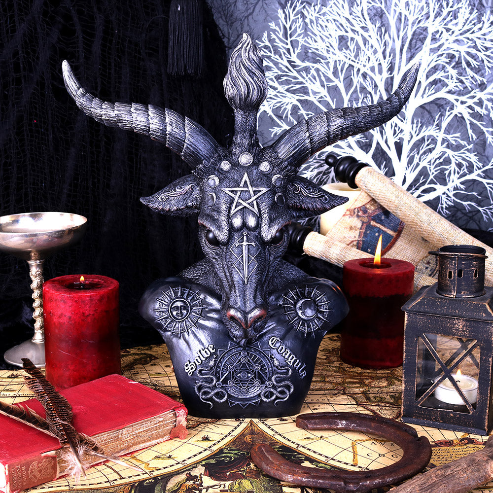 BAPHOMET - BLACK & SILVER - HAND PAINTED - (LARGE) 33cm