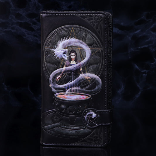 ANNE STOKES - OFFICIALLY LICENSED - THE SUMMONING - GOTHIC - WITCH & DRAGON - EMBOSSED PURSE - 18.5cm