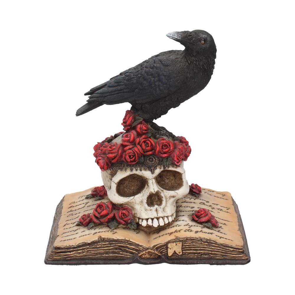 HEARTACHE'S REFLECTION - GOTHIC - RAVEN & SKULL - FIGURINE - ORNAMENT 17cm