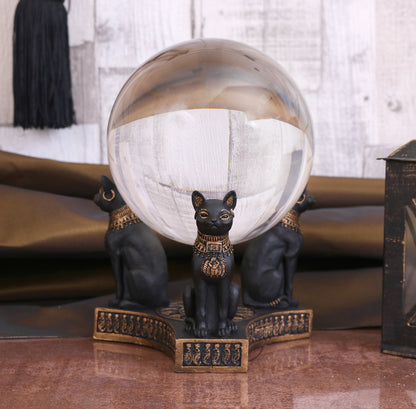 CRYSTAL BALL HOLDER - BASTET'S HONOUR - EGYPTIAN CATS