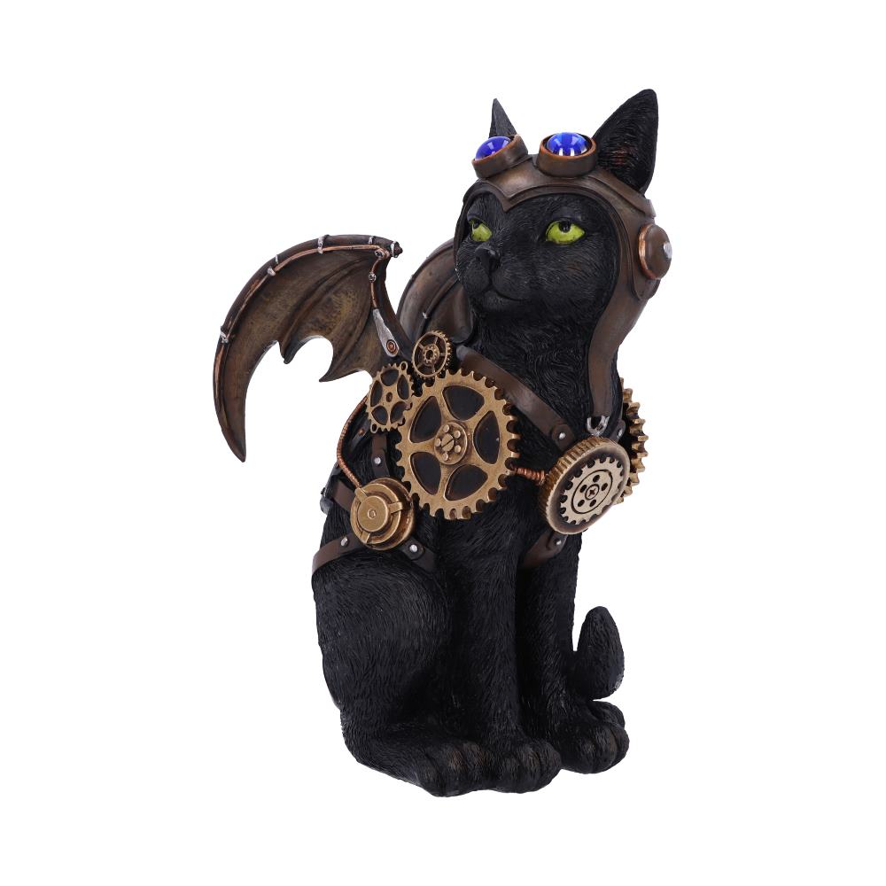 FELINE FLIGHT - THE STEAMPUNK CAT - BLACK CAT 22.7cm PILOT FIGURINE