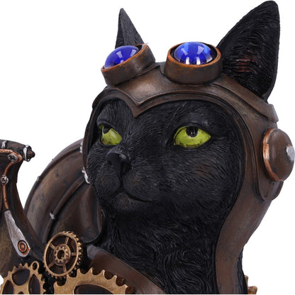 FELINE FLIGHT - THE STEAMPUNK CAT - BLACK CAT 22.7cm PILOT FIGURINE