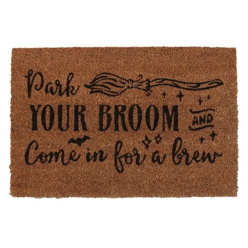 DOORMAT - WITCH STYLE #1 - 'PARK YOUR BROOM' - 60mm x 40mm