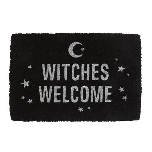 DOORMAT - WITCH STYLE #4 - BLACK 'WITCHES WELCOME' - 60mm x 40mm