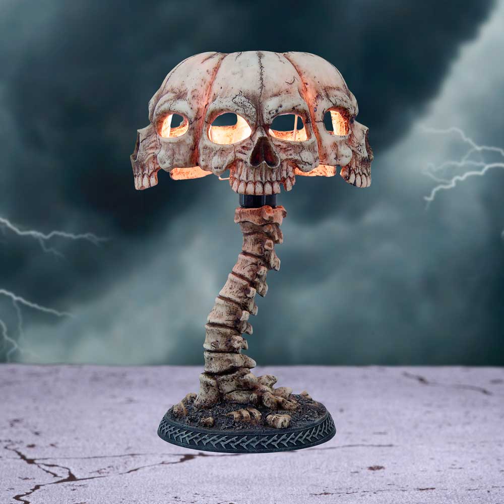 ATROCITY - SKULL AND SPINE LAMP - STANDING 37.5cm TALL