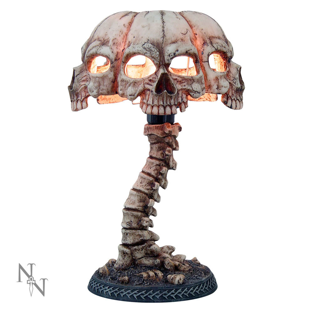 ATROCITY - SKULL AND SPINE LAMP - STANDING 37.5cm TALL