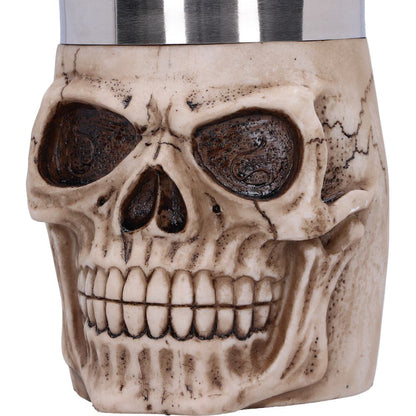 GRINNING SKULL TANKARD WITH STAINLESS STEEL LINER 16cm