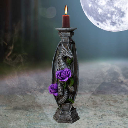 ANNE STOKES - OFFICIALLY LICENSED - DRAGON BEAUTY - GOTHIC CANDLE STICK - 25cm