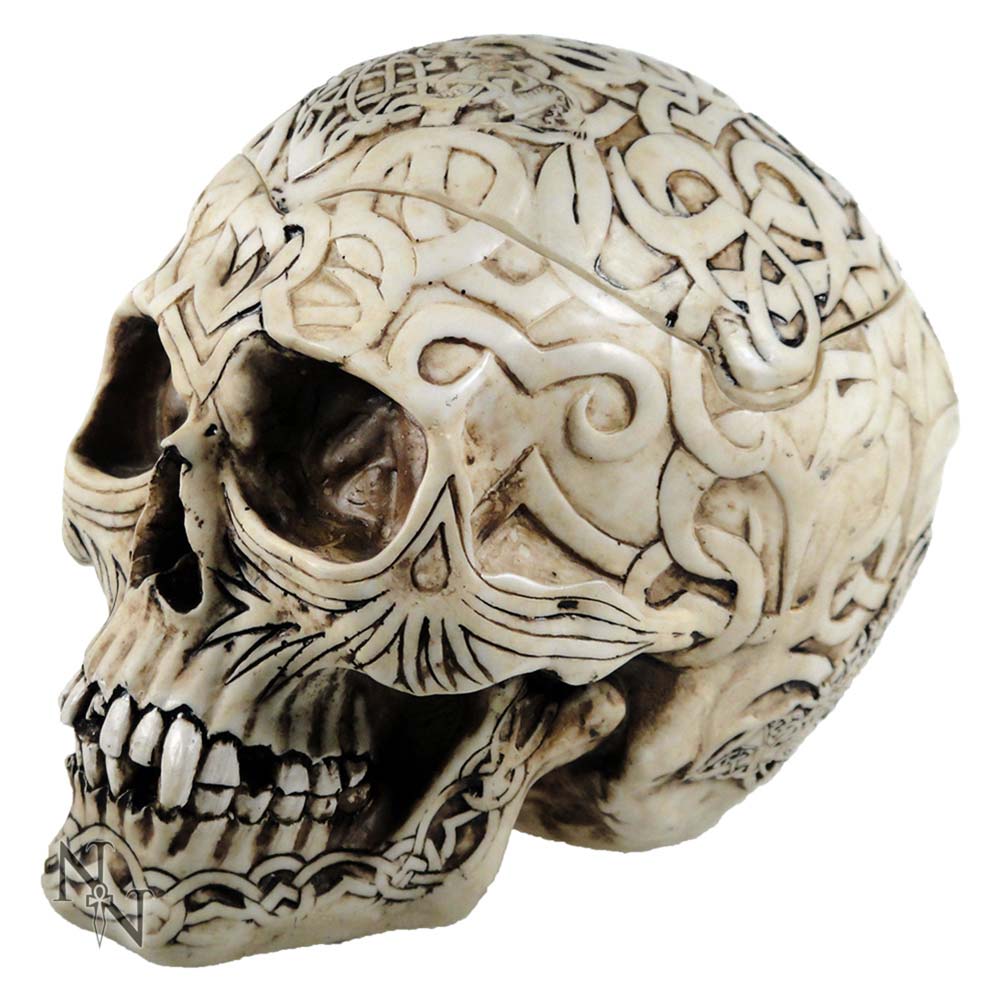 CELTIC SKULL - UNIQUE TRINKET BOX - ENGRAVED WITH CELTIC PATTERNS 20cm