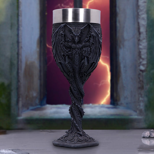 FINAL OFFERING - GOTHIC DRAGON GOBLET - WITH STAINLESS STEEL LINER 19cm