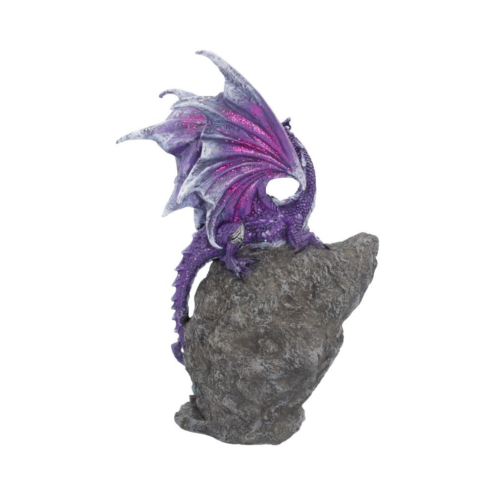 AMETHYST CUSTODIAN - FANTASY PURPLE DRAGON GUARDING A GEODE 22cm